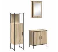 Eleganz Juego de muebles de baño de 3 piezas con estante y puerta de madera - Moderno juego de muebles de baño para más espacio y orden en el cuarto de baño