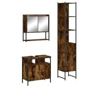 Eleganz Juego de muebles de baño de 3 piezas de madera y acero con recubrimiento en polvo, moderno juego de muebles de baño con cristal para un ambiente elegante, duradero y fácil de limpiar