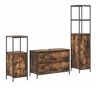 Eleganz Juego de muebles de baño de 3 piezas en roble ahumado, material de madera, elegante y ahorra espacio, juego completo para muebles de baño