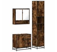 Eleganz Juego de muebles de baño de madera de roble ahumado, metal y cristal, 3 piezas, moderno juego de muebles de baño para un ambiente elegante, duradero y ahorra espacio