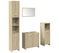 Eleganz Juego de muebles de baño de madera de roble Sonoma, 4 piezas, muebles de baño duraderos para espacios pequeños, diseño elegante con almacenamiento práctico