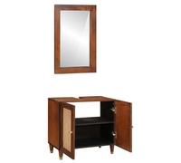 Eleganz Juego de muebles de baño de madera maciza de mango, 2 piezas, 62 x 33 x 58 cm, elegante organizador de baño con puerta para el orden