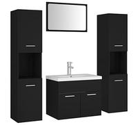 Eleganz Juego de muebles de baño de madera y acrílico, color negro, moderno juego de muebles de baño para un diseño elegante y una calidad duradera