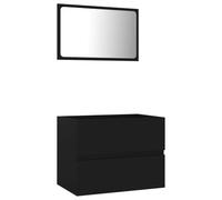 Eleganz Juego de muebles de baño de madera y acrílico de 2 piezas, moderno juego de muebles de baño en negro, ahorra espacio y es duradero para baños pequeños