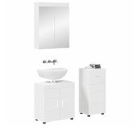 Eleganz Juego de muebles de baño Tulum blanco, cajones y material de madera, elegante y ahorra espacio, juego completo para baños modernos