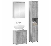 Eleganz Juego de muebles de baño Tulum con estante, madera Sonoma gris, moderno juego de muebles de baño para más espacio y orden en el cuarto de baño