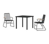 Eleganz Juego de muebles de jardín de 3 piezas de acero con recubrimiento en polvo - Juego de muebles de jardín duraderos para terraza y jardín - Muebles de exterior negro