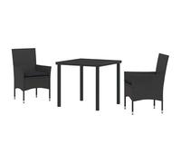 Eleganz Juego de muebles de jardín de ratán sintético de 3 piezas, color negro con cojín, juego de muebles de jardín duradero para terraza y balcón - Cómodo conjunto de comedor para horas acogedoras