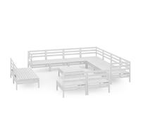 Eleganz Juego de salón de jardín de 12 piezas de madera de pino maciza, color blanco, perfecto para patio y jardín, duradero y fácil de limpiar, solución ideal para noches acogedoras de verano