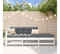 Eleganz Juego de salón de jardín de 3 piezas con cojines de pino macizo, color blanco, duradero y resistente a la intemperie para patio y jardín