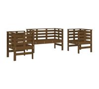 Eleganz Juego de salón de jardín de 3 piezas, madera de pino maciza, color marrón miel, duradero y respetuoso con el medio ambiente para patio y jardín