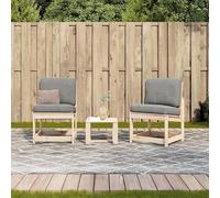 Eleganz Juego de salón de jardín de madera maciza de pino (sin tratar), 3 piezas, juego para terraza y jardín, duradero y natural, perfecto para relajación al aire libre