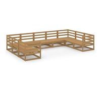 Eleganz Juego de salón de jardín de pino macizo de 9 piezas, duradero y elegante, perfecto para familias y entusiastas del aire libre