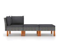 Eleganz Juego de salón de jardín de ratán de polietileno y madera maciza de eucalipto, duradero y elegante, para terraza y jardín