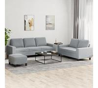 Eleganz Juego de sofá de 3 piezas de tela gris claro - Moderno juego de 3 plazas para salón, dormitorio u oficina - Cómodo y duradero - Ahorra espacio para espacios pequeños