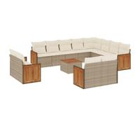 Eleganz Juego de sofás de jardín de ratán de polietileno y acero con recubrimiento en polvo, 13 piezas, color beige, duradero y resistente a la intemperie para patio y jardín