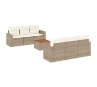 Eleganz Juego de sofás de jardín de ratán de polietileno y acero con recubrimiento en polvo, color beige - Muebles de jardín duraderos con cojines perfectos para noches relajadas de verano