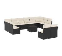 Eleganz Juego de sofás de jardín de ratán sintético con cojines de 13 piezas, acero recubierto de polvo, duradero y resistente a la intemperie, perfecto para terraza y jardín