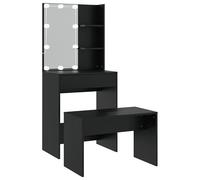 Eleganz Juego de tocador con iluminación de madera y acrílico - Tocador moderno para dormitorio, espacio de almacenamiento e iluminación elegante