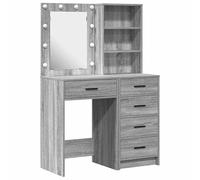 Eleganz Juego de tocador de 2 piezas, gris, 50 x 41 x 135 cm, de material de madera, elegante juego de muebles para dormitorio, ahorra espacio y es duradero