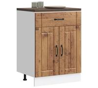 Eleganz Lucca - Mueble bajo de cocina con aspecto de madera envejecida, material de madera con patas ajustables, mucho espacio para ollas y platos, resistente a la humedad y fácil de limpiar