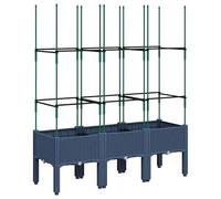 Eleganz Macetero con enrejado, color gris azulado, 120 x 40 x 142,5 cm, gran maceta de polipropileno (polipropileno) para jardín, terraza y balcón, resistente a la intemperie y duradero