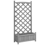 Eleganz Macetero con enrejado de madera de abeto maciza, color gris, duradera y natural, ideal para jardín, terraza o balcón | maceta estable con enrejado integrado