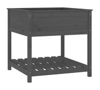 Eleganz Macetero de madera de pino maciza, 82,5 x 82,5 x 81 cm, color gris con estante para jardín, terraza y balcón, duradera y resistente a la intemperie