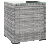 Eleganz Mesa auxiliar gris 40 x 37 x 40,5 cm de ratán de polietileno, acero con recubrimiento en polvo y cristal templado - Mesa moderna y duradera para salón, balcón o terraza