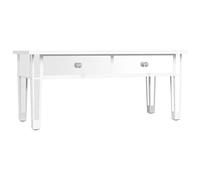 Eleganz Mesa baja con espejo de 106 x 45 x 45 cm de madera y cristal de espejo, moderna mesa de salón con base de tela no tejida, ideal para apartamentos pequeños