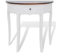 Eleganz Mesa consola con cajón, tablero de fibra de densidad media redonda de madera de densidad media y madera de pino, mesa de aparador que ahorra espacio para pasillo, salón o dormitorio