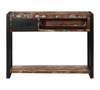 Eleganz Mesa consola de madera maciza recuperada, 100 x 35 x 75 cm, colores mixtos, mesa de salón rústica para interiores elegantes