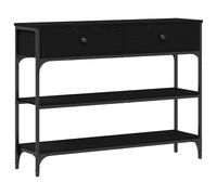 Eleganz Mesa consola de madera natural de roble negro, 100 x 25 x 75 cm, elegante mesa auxiliar para salón y pasillo, diseño robusto de madera y acero