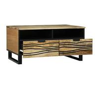 Eleganz Mesa de centro con cajón de madera maciza de mango y madera de ingeniería, moderna mesa de salón en marrón y negro (80 x 54 x 40 cm) - Elegante y estable para noches acogedoras