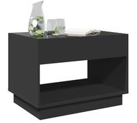 Eleganz Mesa de centro con LED Infinity, color negro, 70 x 50 x 50 cm, moderna mesa de salón de madera y cristal, iluminación LED para un ambiente acogedor