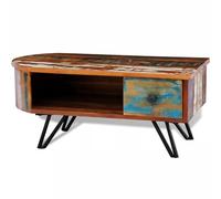 Eleganz Mesa de centro con patas de hierro de madera maciza recuperada - Mesa de salón rústica para un ambiente acogedor