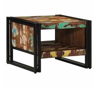 Eleganz Mesa de centro de 50 x 50 x 38 cm de madera maciza y hierro, duradera y elegante para salón, balcón o jardín, perfecta para espacios pequeños y amantes de la naturaleza