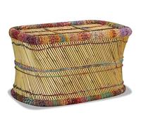 Eleganz Mesa de centro de bambú con decoración chindi, mesa de salón moderna con estructura de hierro con recubrimiento en polvo, elegante y estable mesa auxiliar para sala de estar