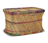 Eleganz Mesa de centro de bambú con decoración chindi, mesa de salón moderna con estructura de hierro con recubrimiento en polvo, elegante y estable mesa auxiliar para sala de estar