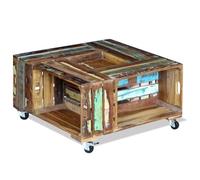 Eleganz Mesa de centro de madera maciza recuperada, 70 x 70 x 35 cm, mesa de salón rústica para un ambiente acogedor, duradera y respetuosa con el medio ambiente