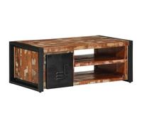 Eleganz Mesa de centro de madera maciza recuperada y hierro, 90 x 50 x 36 cm, mesa de salón rústica para espacios acogedores, duradera y respetuosa con el medio ambiente