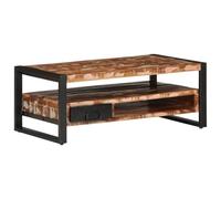 Eleganz Mesa de centro de madera maciza recuperada y hierro, 90x50x36 cm, mesa de salón rústica para espacios pequeños, duradera y ecológica