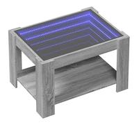 Eleganz - Mesa de centro gris Sonoma 73x53x45 cm de madera y cristal - Moderna mesa de salón con iluminación para un ambiente elegante