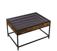 Eleganz Mesa de centro Infinity de roble ahumado, 70 x 50 x 41 cm, moderna mesa de salón con madera y cristal, perfecta para noches acogedoras