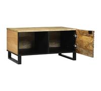 Eleganz Mesa de centro marrón negro 80 x 50 x 40 cm - Madera maciza de mango & madera de ingeniería - Mesa moderna para salón y jardín