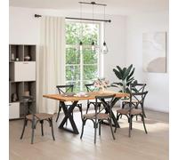 Eleganz Mesa de comedor de madera maciza de roble, 180 x 100 x 74 cm, finamente pulida y lacada clara, perfecta para familias y salas de estar modernas