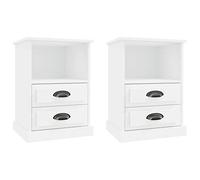 Eleganz Mesillas de noche 2 piezas Blanco 43x36x60 cm de material de madera - Mesillas de noche que ahorran espacio para dormitorios pequeños, duraderas y elegantes