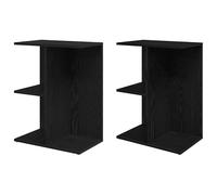 Eleganz Mesillas de noche, 2 unidades, aspecto de roble negro, 46,5 x 29 x 61 cm, material de madera, juego de postre moderno para dormitorio, ahorra espacio y es estable