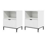 Eleganz Mesillas de noche 2 unidades, color blanco, 49 x 36 x 61 cm, de material de madera, mesitas auxiliares que ahorran espacio para dormitorio, duraderas y modernas