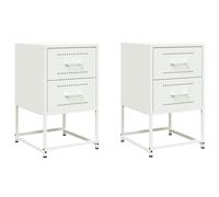 Eleganz Mesillas de noche, 2 unidades, color blanco, modernas mesas auxiliares para dormitorio y salón, estructura de acero, 36 x 39 x 60,5 cm, ahorra espacio y es estable